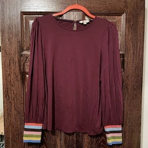 Boden Burgundy Long Sleeve Holiday T-Shirt